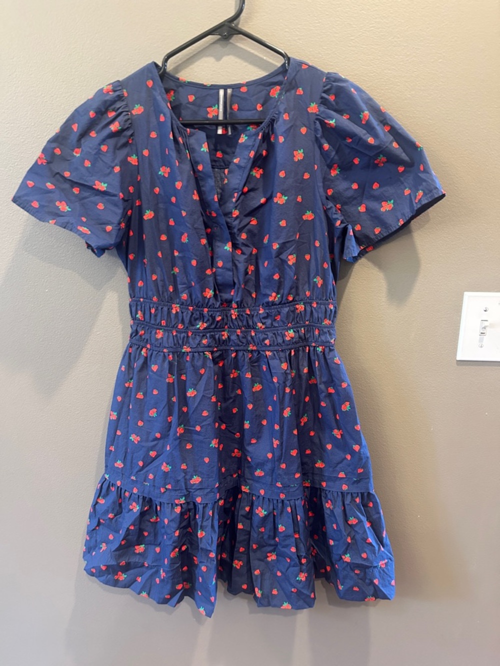 Anthropologie The Somerset Mini in Sapphire Strawberry Cotton Dress Size S